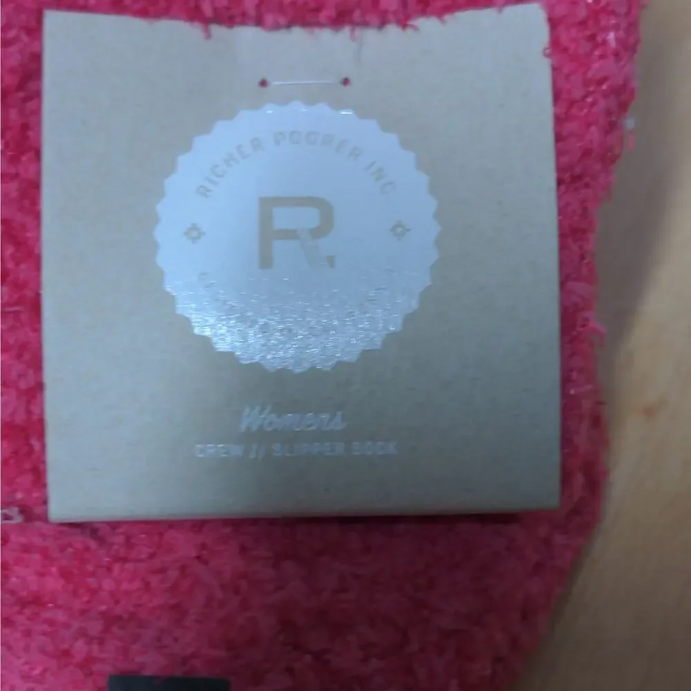 Richer Poorer Pink Hope Slipper Crew Socks Barbiecore Sticky - Size US 5-10